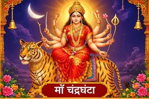 चंद्रघंटा केर पारंपरिक धार्मिक चित्रण