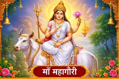 महागौरी केर पारंपरिक धार्मिक चित्रण